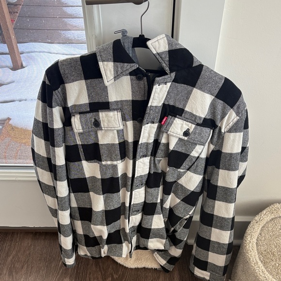Levi's Black and White Plaid Shirt Jacket - Picture 2 of 4